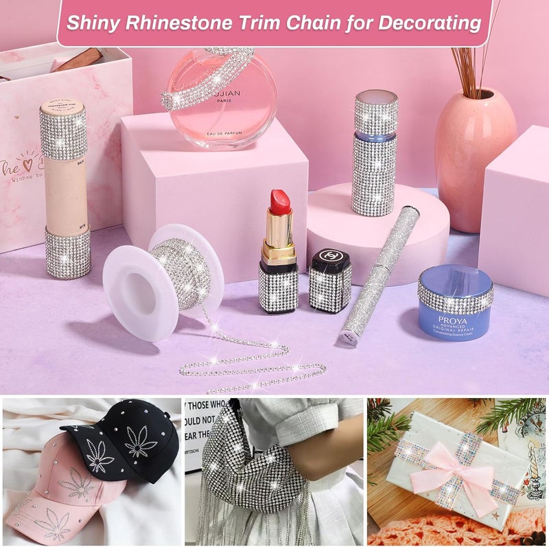 LifeisLuck B7000 Clear Glue Crystal Rhinestone Close Chain Trim, 8 Yards 2MM Silver Rhinestone Chain Clear Beads for Sewing Clothes Cups DIY Craft Jewelry Wedding Bouquet Decoration - Image 2